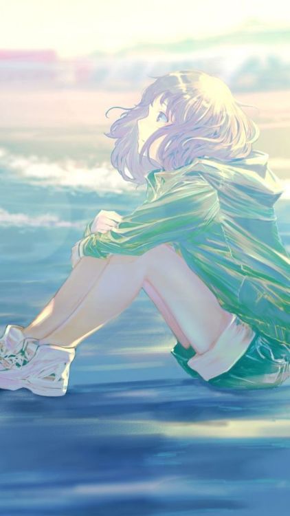 Sea shore, anime girl, art, 720x1280 wallpaper @wallpapersmug : ift.tt/2FI4itB - ift