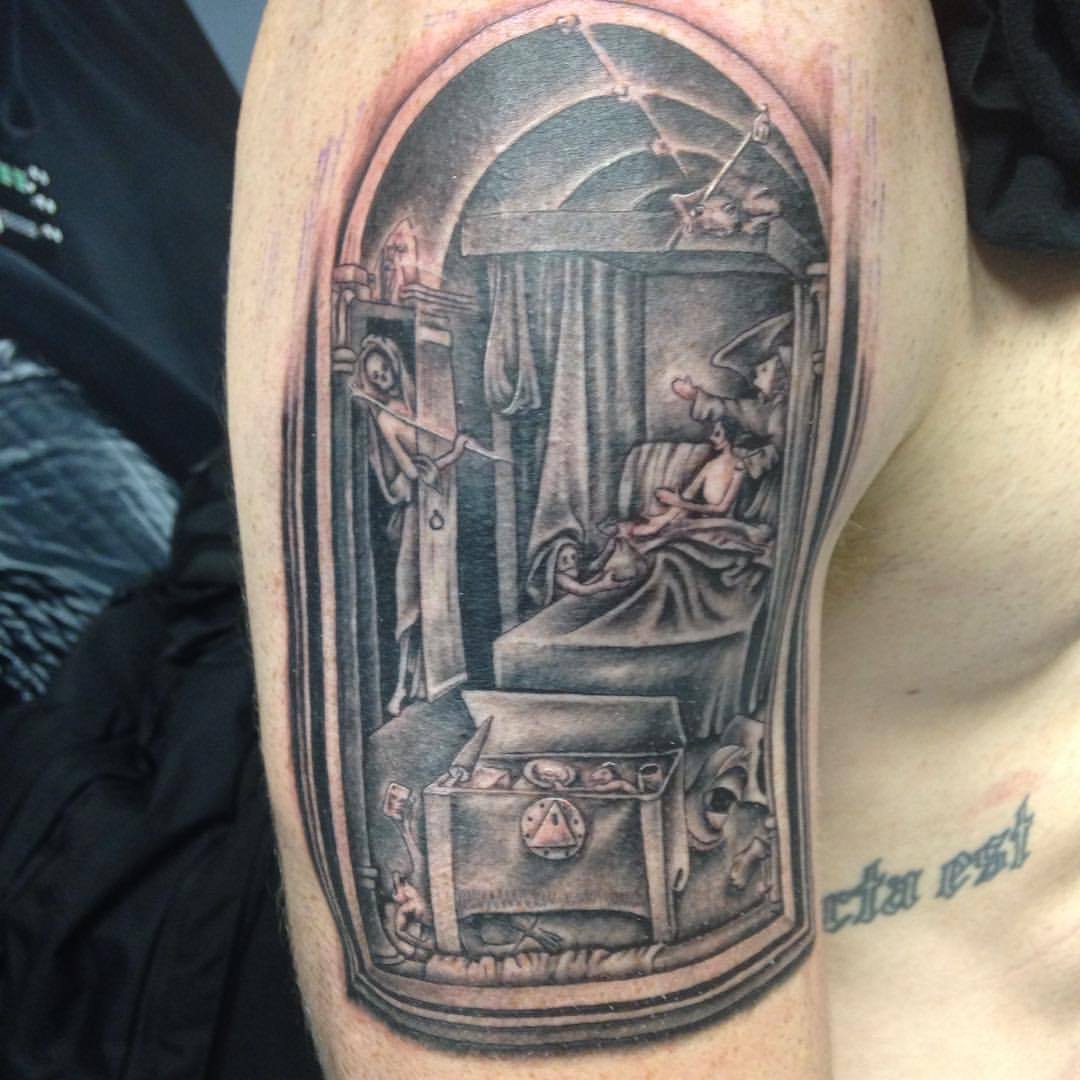 Hieronymus Bosch tattoo done by CostaDan at North Sea Tattoo in  Scarborough, UK : r/tattoos