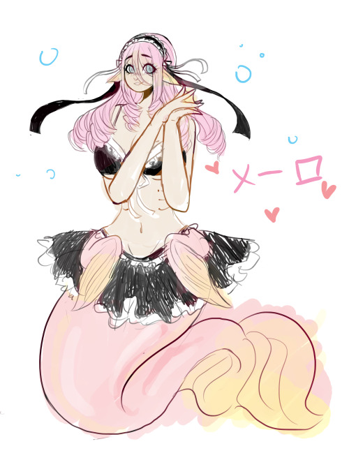 stcyan:really rough doodl of mero the mermaid