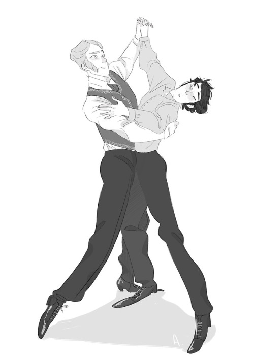 dancing boys doodles(Wilhelm and Phineas belong to Mars )