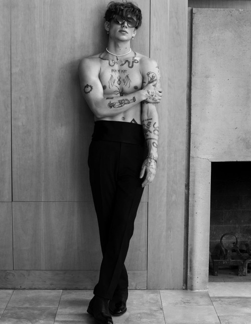 vogueman:Vinnie Hacker photographed by Justin Campbell for Tings Magazine. Vinnie wears Dolce &amp; Gabbana pants and shoes