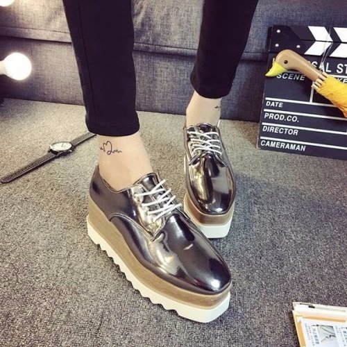 silver platform oxfords