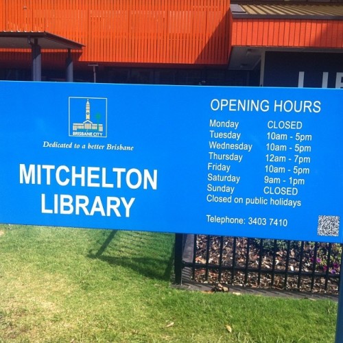 I’ll go straight from da klub to the library on Thursday nights. (at Mitchelton Library)