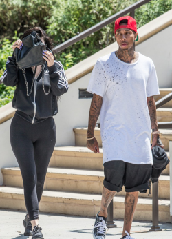 daiilycelebs:    8/22/15 - Kylie Jenner + Tyga leaving a movie theater in Calabasas.    
