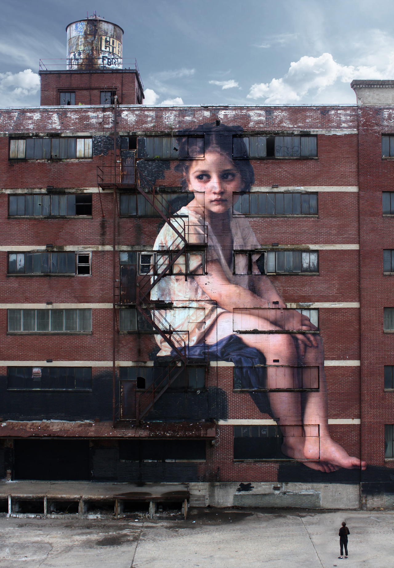 itscolossal: A Neoclassical Girl Towers Over Memphis in a Seven-Story Wheatpaste