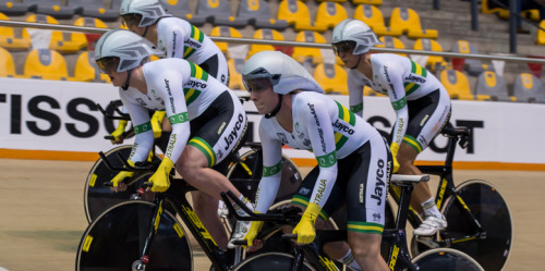 womenscycling: Australia, team pursuit qualifying, November 2014 Guadalajara Track World Cup via Te