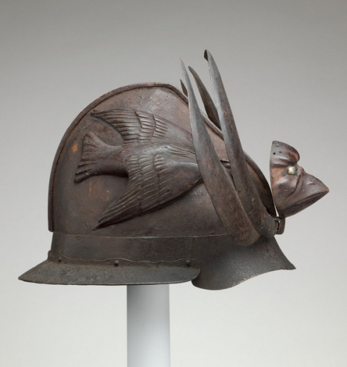 Exotic Helmet with Tengu Mask and Crows. 19th century, Japan.  Iron helmet.  Bequest of Ge