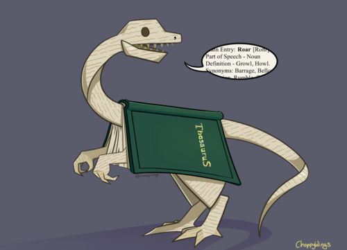 mapleglowsticks: thehat2:  meladoodle:  what do you mean a thesaurus isnt a dinosaur   this is adorable as fuck and you can’t tell me otherwise 