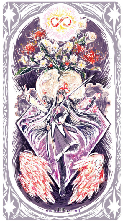 becomeartist:Homura, Madoka, and pairing cards, front and back, from my Apocalypse to Revolution mag