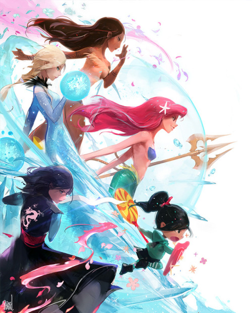 rossdraws: Here’s the final piece from the video drawing the Princesses in a Battle Royale!! I tried to include all the princesses but there are SO many! My favorite Princess is Kida from Atlantis which I plan to make a separate piece for. I had a lot