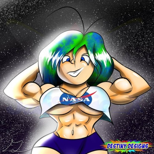So I drew a picture of #earthchan! She is super curvy and round just like our earth..lol!My Art: @de