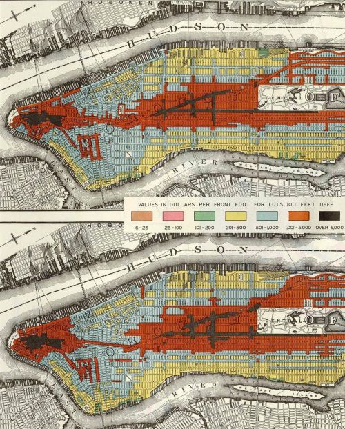 #MapMondays Manhattan land values, 1914 - 1923 www.instagram.com/p/CUqd8_hASGt/?utm_medium=t