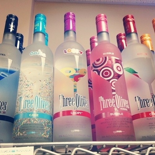 ashleynichoole:  Drinks & Beverages / Three Olives bottles on We Heart It. http://weheartit.com/entry/46994680/via/loveandpalmtrees