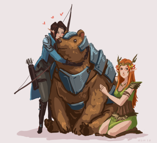 kimabutch:flyboyelm:Vex kiki and trinket woo![ID: a digital drawing of Vex, Trinket, and Keyleth fro