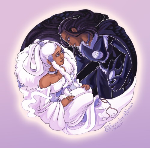 overlordneon:@atlafemslashweekDay 2 - WeddingsThe Ocean? The Moon?Both sapphics &amp; they’re marrie