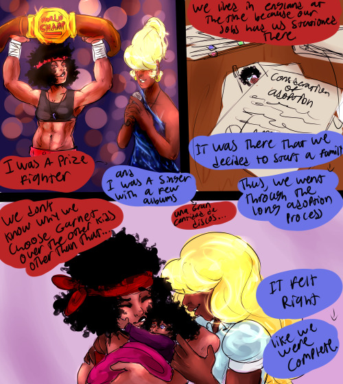 askthefamilyoflove:  Sapphire: It’s strange, even though Garnet had lived in England with us only for her first four years of life, She still has a very subtle accent..Ruby: It’s awesome! Our baby girl is the coolest kid ever ehehee!Sapphire: And