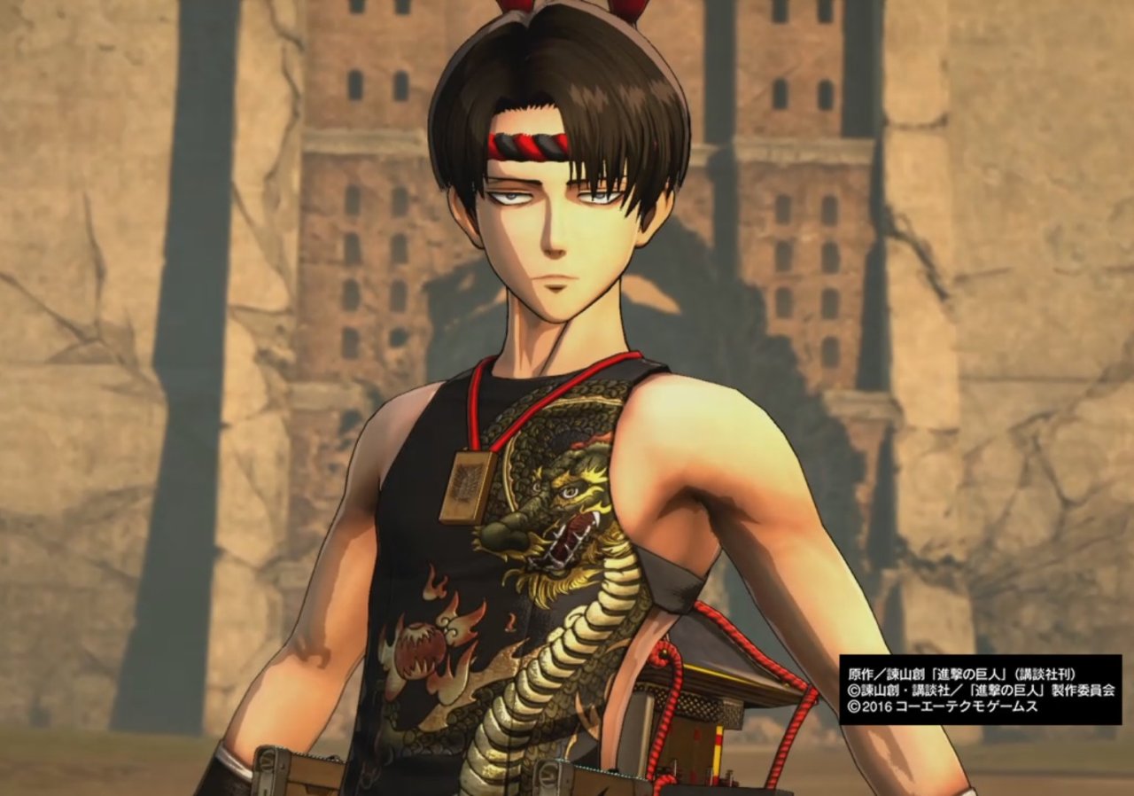 Levi in his “Festival” DLC costume in the KOEI TECMO Shingeki no Kyojin Playstation