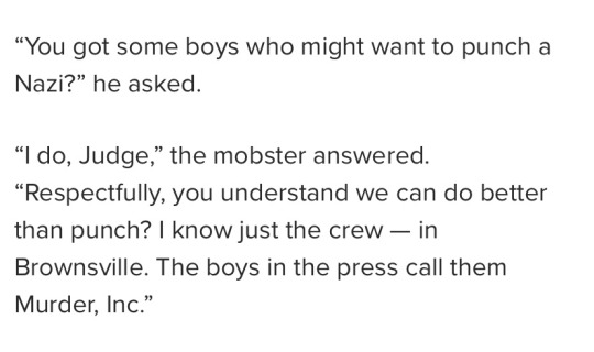 rimonoroni:rimonoroni:rimonoroni:can’t get over when famous gangster lucky luciano was like “hey lansky seems like quite a hassle getting all those nazis offa your terf you want us to help ya out” and meyer “Left Russia Because of Pogroms and