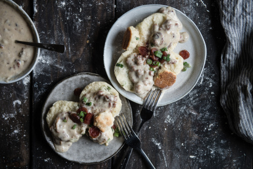 food52:  Lap it up.Scallion Biscuits with Lap Cheong Gravy via Two Red Bowls