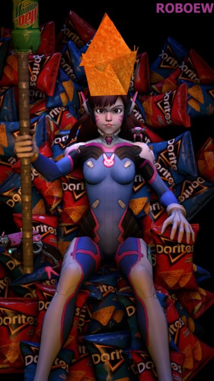 overwatchcommunity:  roboewme:  D.Va MLG by Roboew    MLG Queen D.Va, properly seated at the Dorito Throne. All hail Hana Song and do the Dew!Submitted by Roboew