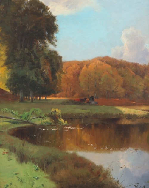 Forest with lake   -   Julius AndersenDanish, ?Oil on canvas. 45 × 36 cm.