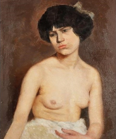 Filadelfo Simi (1849–1923)A half-length nude portrait of a lady with her head turned to the right