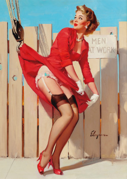 vintagegal:  “Unexpected Lift” by Gil Elvgren, 1961