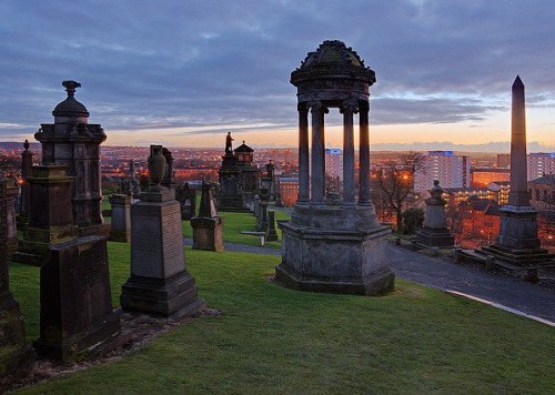 Fifty thousand bodies are buried in the 37 acres of the Glasgow Necropolis which sits on a hill adjacent to the Glasgow Cathedral. Monuments of every architectural style are here, designed by major architects and sculptors of the time. A bridge,...