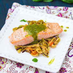 foodffs:  Baked Salmon with Lemony Basil Sauce Really nice recipes. Every hour. Show me what you cooked! 