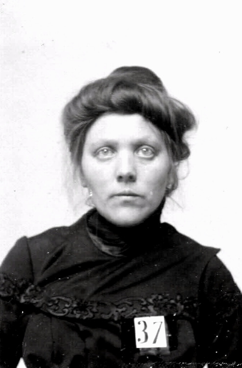 vintage-sweden:Mugshot of Hulda Josefina Larsson, 1906, Sweden. She was arrested for having an abort