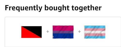 queeranarchism:Frequently bought together: anarchist flag + bi flag + trans flag Source: https://r