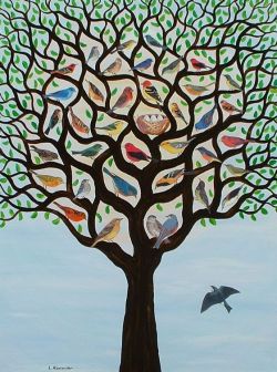x-heesy:  Lynne Alexander: Spring, Birds in tree 