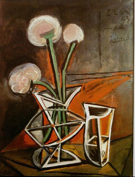 pablopicasso-art - Vase With Flowers1943Pablo Picasso