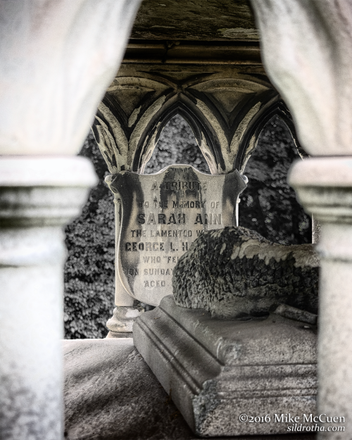 sildrotha:  A blackened crumbling lamb atop a little girl’s tomb. Most of the marble and limestone statues in Laurel Hill are in terrible condition. The majority of the figures are incomplete or unrecognizable. Decades of acid rain and neglect leveled