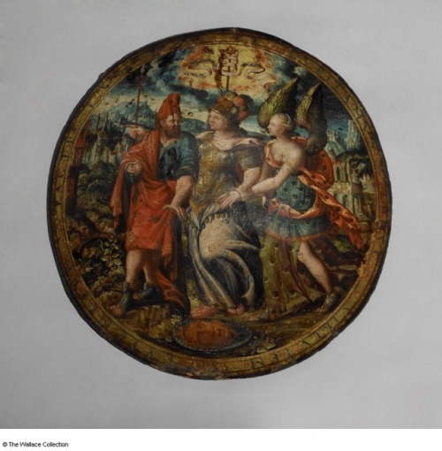 Italian pageant shield, circa 1590.Inscription:  &lsquo;V E N I A M ·O V O C V N O V