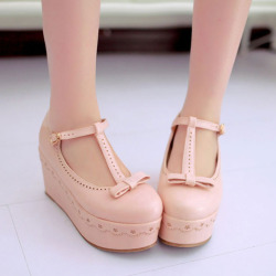 gorogoroiu:  Pink Bow Platform Shoes