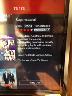 the-fangirls-have-the-phonebox:  carryonmy-assbutt:  queen-of-destiel-land:  tuxedo-tshirt:  I think netflix made a mistake..  Laughed so hard I could barely click the reblog button  imagine all 9 seasons of supernatural but rather than the two Winchester