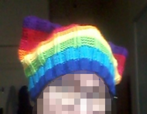 Images of my rainbow hat done!