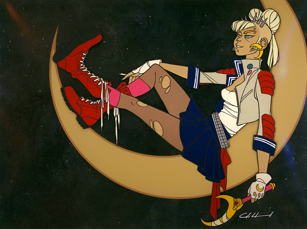 shoomlah:  My hand-painted, punk, Sailor Moon animation cel for the Saturday Morning show