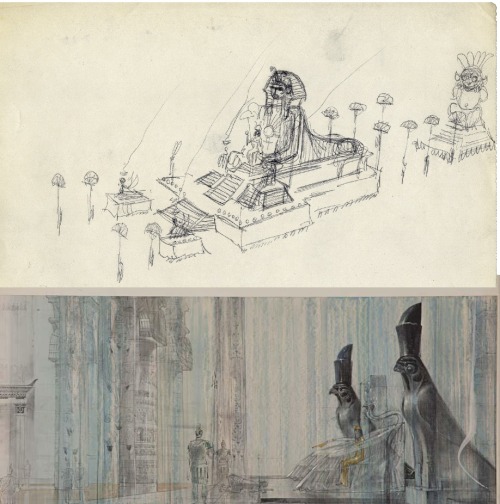 cinearchitecture: Production design sketch and illustration for Cleopatra (1963) by John DeCuir.