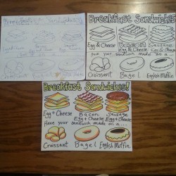Been working on a menu for breakfast sandwiches.