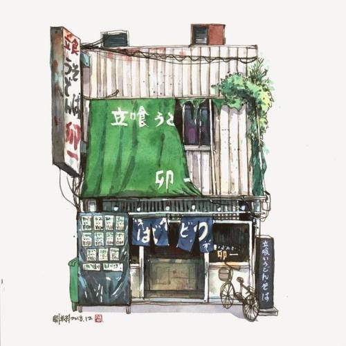 jeroenapers:Traditionele Japanse en Taiwanese winkelpuien in de aquarel-tekeningen van Cheng Kai-Hsi