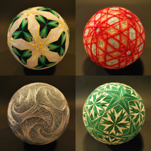jwilsonfad:  Incredible Tamari(traditional Japanese toys) made by a 92yr old. Originally made from old left over parts of kimonos. Hand sewn/embroidered.  