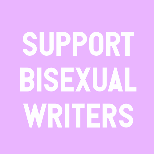 nonbinarypastels:[Image Description: A purple color block with text that reads “support bisexual wri