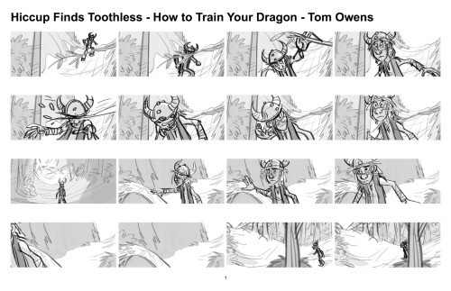 art-of-dreamworks-animations:Hiccup Finds Toothless [Storyboard]- How To Train Your DragonTom Owens