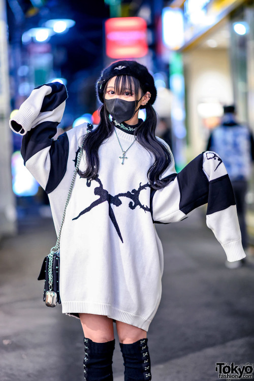 tokyo-fashion: Japanese fashion designer and style icon Colomo on the street in Harajuku wearing an 