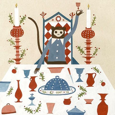 The suited monkey toasts! www.picador.com/books/the-king-of-christmas Illustration from Carol