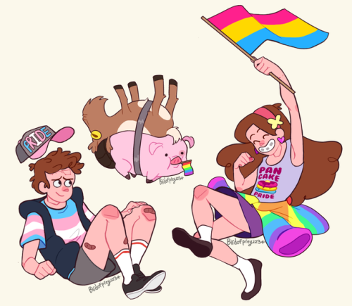 birdofprey1234:Guess what I’ve been up to!!! That’s right it’s gravity falls related pride art!!! I’ve been working on this for like 3 days because I’m slow as heck at drawing lol. I don’t know if I’ll have time to do the rest of the characters