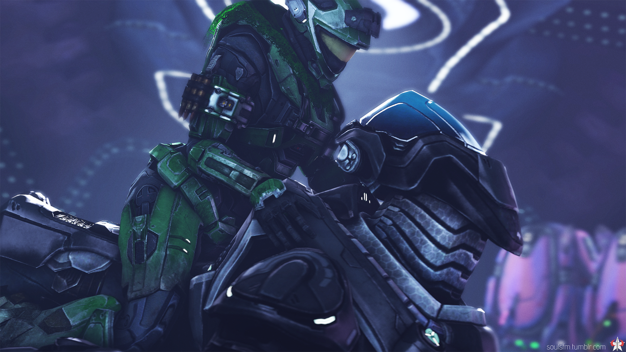 soulsfm:  Commission #1So, here we have a rather busty Spartan riding an Elite. Who