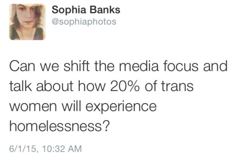 thedatingfeminist:  And can we talk about how “trans panic” is still a legal defence for MURDER in every US state but California? And how trans women of colour are disproportionally targeted for hate crimes, including murder and rape?Can we talk about